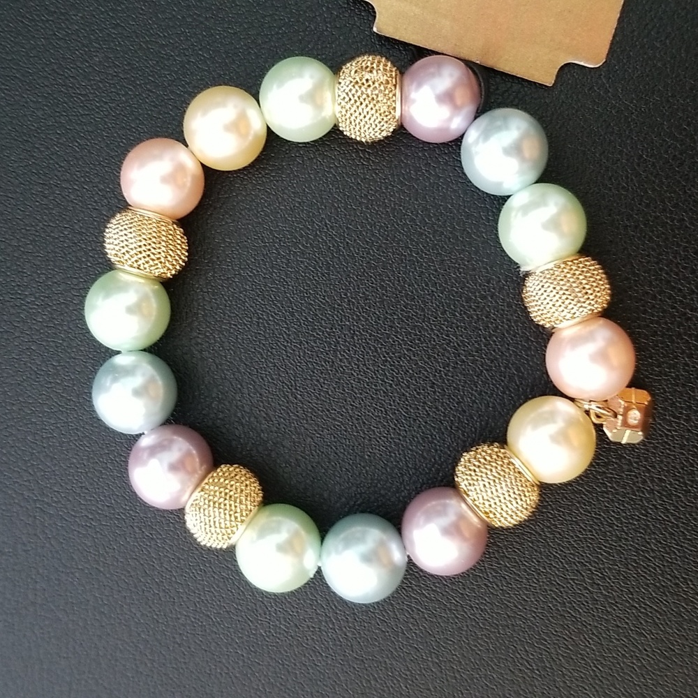 Monet Pastel Multi Pearl Stretch Bracelet -- NWT